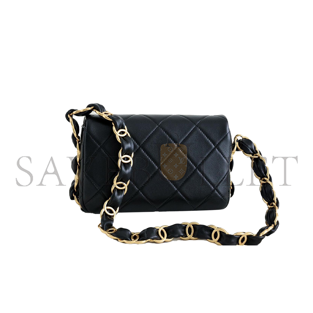 CHANEL DOUBLE C THICK CHAIN COVER MINI BLACK AS5174 (17*12*4.5cm)